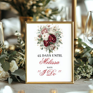 Luxe Blush Burgundy Dais Tot Ik Trouw Countdown Poster