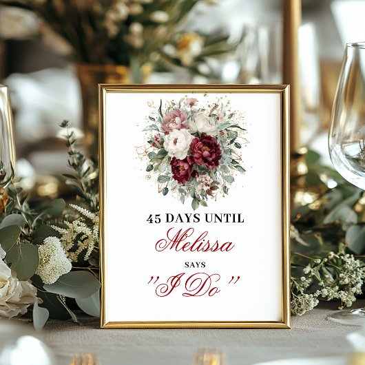 Luxe Blush Burgundy Dais Tot Ik Trouw Countdown Poster