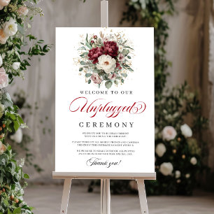 Luxe Blush Burgundy Onverbonden Ceremoniebord Poster
