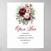 Luxe Blush Burgundy Open Bar Tafelkaart Poster (Voorkant)