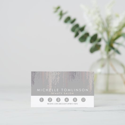 Luxe Blush Confetti Rain Pattern Grey Loyalty Kaar (Staand voorkant)