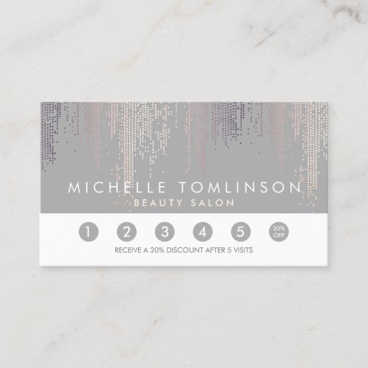 Luxe Blush Confetti Rain Pattern Grey Loyalty Kaar (Voorkant)