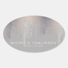 Luxe Blush Confetti Rain Pattern Grey Ovale Sticker
