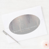 Luxe Blush Confetti Rain Pattern Grey Ovale Sticker (Envelop)