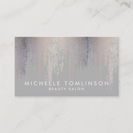 Luxe Blush Confetti Rain Pattern Grey Visitekaartje (Voorkant)