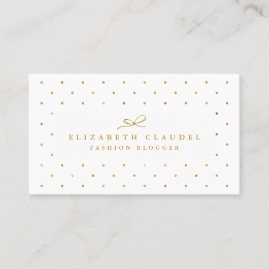 Luxe Blush Faux Gold Foil Stippen Elegant bow Visitekaartje (Voorkant)