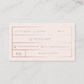 Luxe Blush Faux Roos Gold Foil Stippen Elegant bow Visitekaartje (Achterkant)
