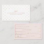 Luxe Blush Faux Roos Gold Foil Stippen Elegant bow Visitekaartje (Voorkant / Achterkant)