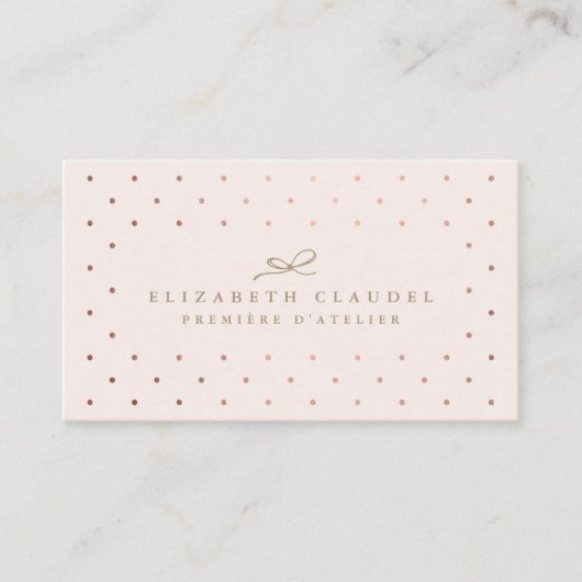 Luxe Blush Faux Roos Gold Foil Stippen Elegant bow Visitekaartje (Voorkant)