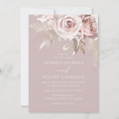 Luxe Blush Floral Premium bruiloft Kaart (Voorkant)