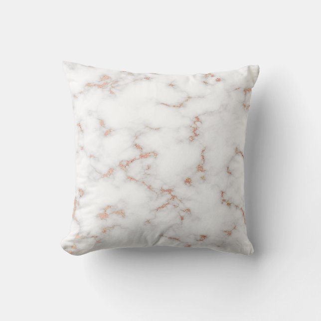 Luxe Blush Glitter Pink White Marble Cotton Kussen (Voorkant)