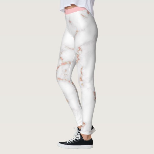 Luxe Blush Glitter Pink White Marmer Voeg tekst to Leggings (Links)