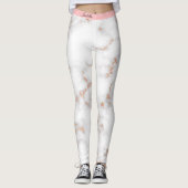Luxe Blush Glitter Pink White Marmer Voeg tekst to Leggings (Voorkant)