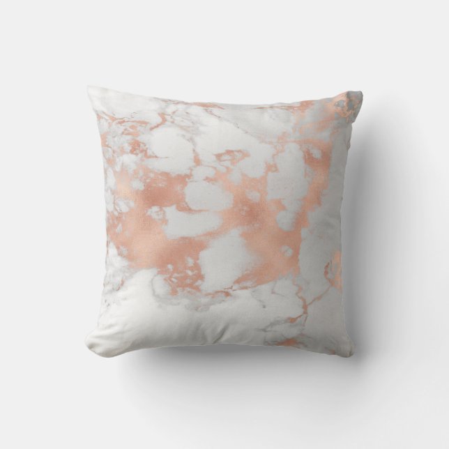 Luxe Blush Glitter White Pink Marble Cotton Kussen (Voorkant)