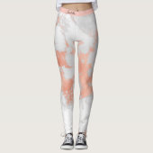 Luxe Blush Glitter White Pink Marmer Voeg tekst to Leggings (Voorkant)