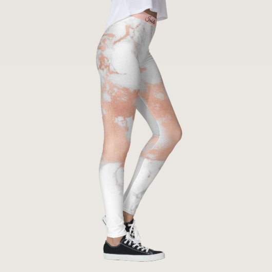 Luxe Blush Glitter White Pink Marmer Voeg tekst to Leggings (Rechts)