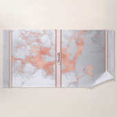 Luxe Blush Glitter Wit Roze Marmer Aanpasbaar Strandlaken (Voorkant)