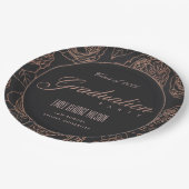 LUXE BLUSH PINK ROSE GOLD BLACK FLORAL AFSTUDEREN PAPIEREN BORDJE (Gekanteld)