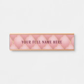 Luxe Blush Pink Rose Gold Diamond Aangepaste Naam Deurbordje (Voorkant)