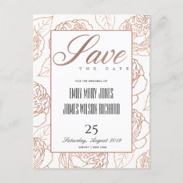 LUXE BLUSH PINK ROSE GOLD FLORAL BEWAREN ONZE DATU AANKONDIGINGSKAART