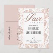 LUXE BLUSH PINK ROSE GOLD FLORAL BEWAREN ONZE DATU AANKONDIGINGSKAART (Voorkant / Achterkant)