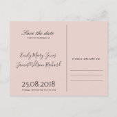 LUXE BLUSH PINK ROSE GOLD FLORAL BEWAREN ONZE DATU AANKONDIGINGSKAART (Achterkant)