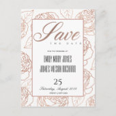 LUXE BLUSH PINK ROSE GOLD FLORAL BEWAREN ONZE DATU AANKONDIGINGSKAART (Voorkant)