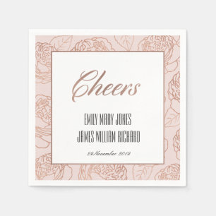 LUXE BLUSH PINK ROSE GOLD FLORAL CHEERS WEDDING SERVET