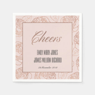 LUXE BLUSH PINK ROSE GOLD FLORAL CHEERS WEDDING SERVET
