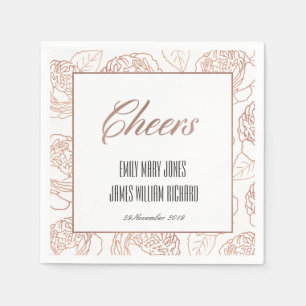 LUXE BLUSH PINK ROSE GOLD FLORAL CHEERS WEDDING SERVET