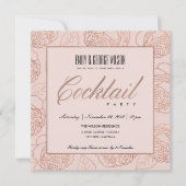 LUXE BLUSH PINK ROSE GOLD FLORAL COCKTAIL ARTIJ KAART (Voorkant)