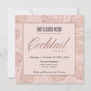 LUXE BLUSH PINK ROSE GOLD FLORAL COCKTAIL ARTIJ KAART