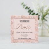 LUXE BLUSH PINK ROSE GOLD FLORAL DINNER PARTY KAART (Staand voorkant)