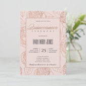 LUXE BLUSH PINK ROSE GOLD FLORAL QUINCEANERA KAART (Staand voorkant)