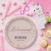 LUXE BLUSH PINK ROSE GOLD FLORAL RETIREMENT PAPIEREN BORDJE (Feest)