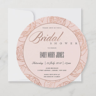 LUXE BLUSH PINK ROSE GOLD FLORAL VRIJGEZELLENFEEST KAART