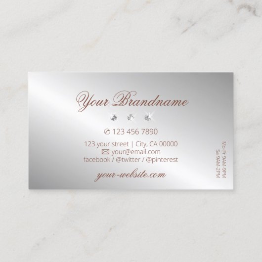 Luxe Blush Roos Gold Silver en Sparkle Diamonds Visitekaartje (Achterkant)