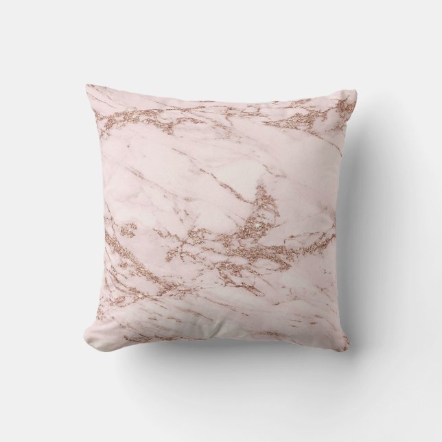 Luxe Blush Roos Roze Glitter Marble Cotton Kussen (Voorkant)