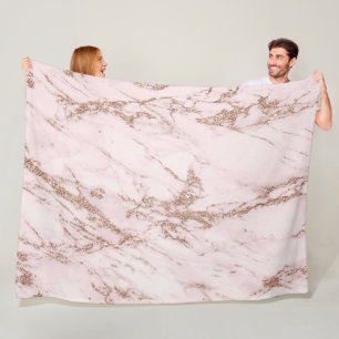 Luxe Blush Roos Roze Glitter Marble Fleece Deken