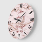 Luxe Blush Roos Roze glitter Marble past aan Grote Klok (Hoek)