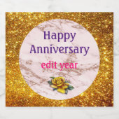 Luxe Blush Roos Roze glitter Marble past aan Sparkling Wijnetiket (Enkel label)