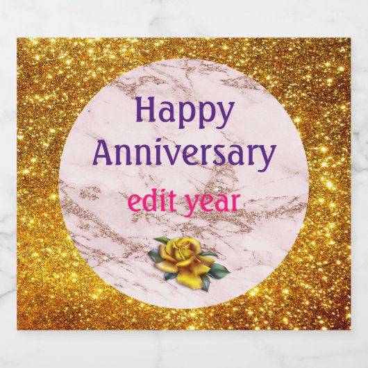 Luxe Blush Roos Roze glitter Marble past aan Sparkling Wijnetiket (Enkel label)