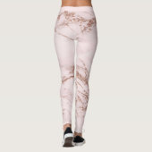 Luxe Blush Roos Roze glitter Marmer Voeg tekst toe Leggings (Achterkant)