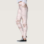Luxe Blush Roos Roze glitter Marmer Voeg tekst toe Leggings (Links)