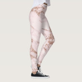 Luxe Blush Roos Roze glitter Marmer Voeg tekst toe Leggings (Rechts)