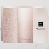 Luxe Blush Rose Goud Schoonheidssalon Tri-fold (Voorkant / Achterkant)