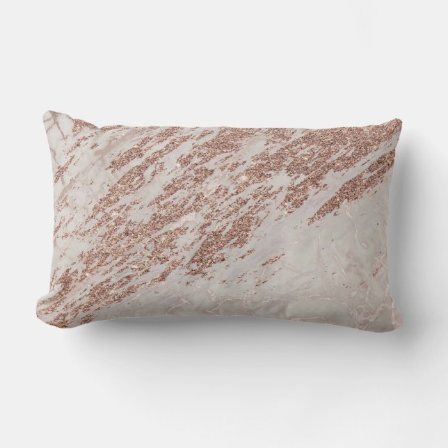 Luxe Blush Roze Glitter Marble Cotton Kussen (Voorkant)