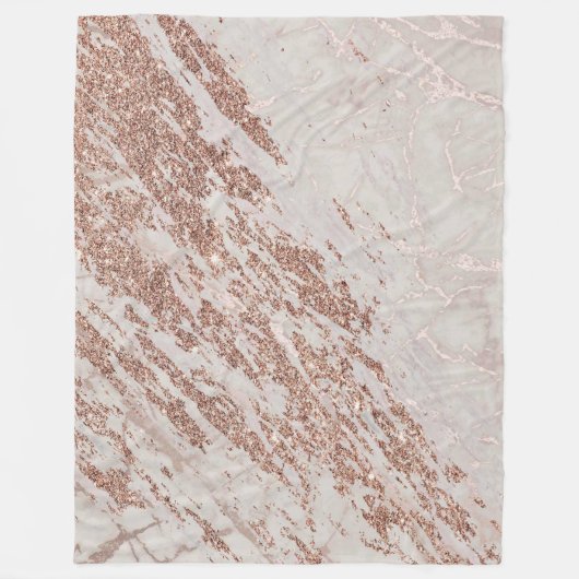 Luxe Blush Roze Glitter Marble Fleece Deken (Voorkant)