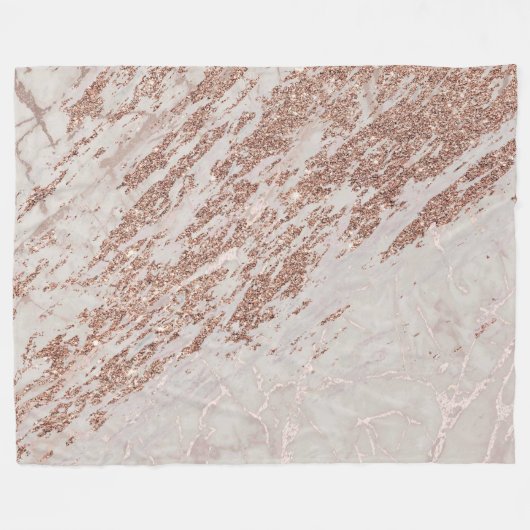 Luxe Blush Roze Glitter Marble Fleece Deken (Voorkant (Horizontaal))