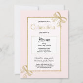Luxe blush roze goud glitter boog Quinceañera Kaart (Voorkant)